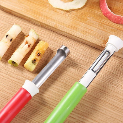 🥳2026 HOT SALE🥳💞50K+ SOLD!🔪🛒 BOGO + 50% OFF! The 2-in-1 Kitchen Hero: Core & Peel with a Twist. Stainless Steel Fruit Tool! 🍎⏱️
