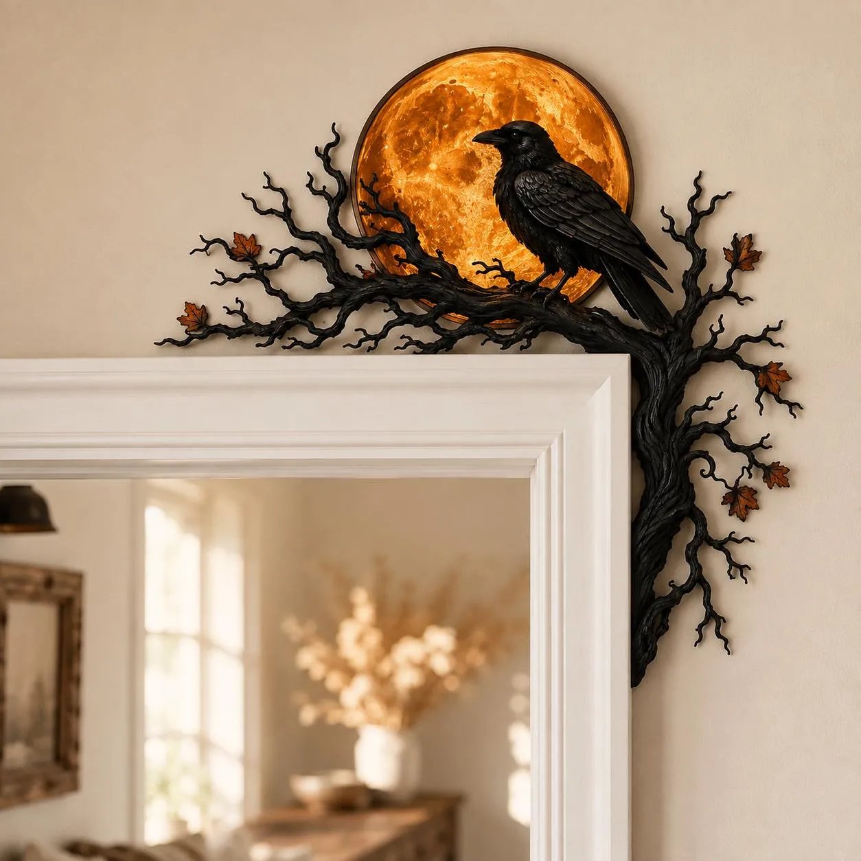 🐦‍⬛🌕 Raven Moon Halloween Corner Decor