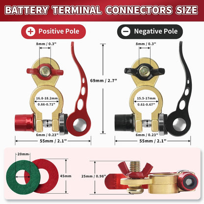🔥LAST DAY 49% OFF - 🚗🔋Battery Terminal Connectors 1 Pair, Battery Terminals Brass (M8 x 25mm Bolt)