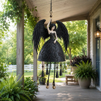 💜 Dark Angel Gothic Wind Chime – Enchanting Outdoor Garden Hanging Decor
