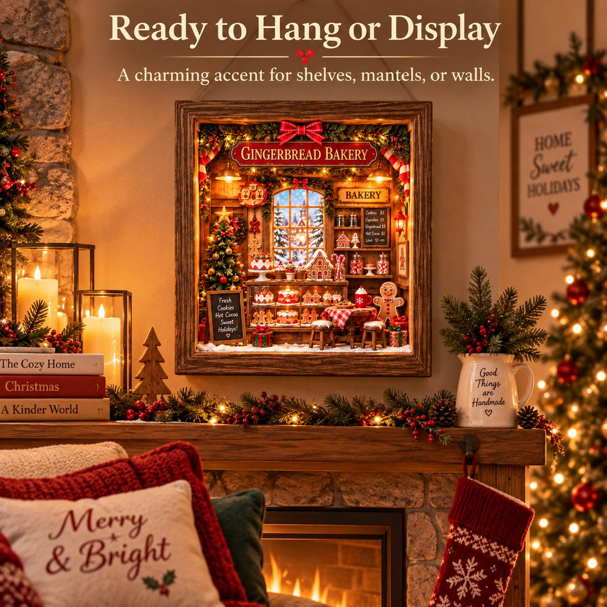 🎄 Gingerbread Bakery DIY Miniature Shadow Box Kit-Buy 2 Free Shipping