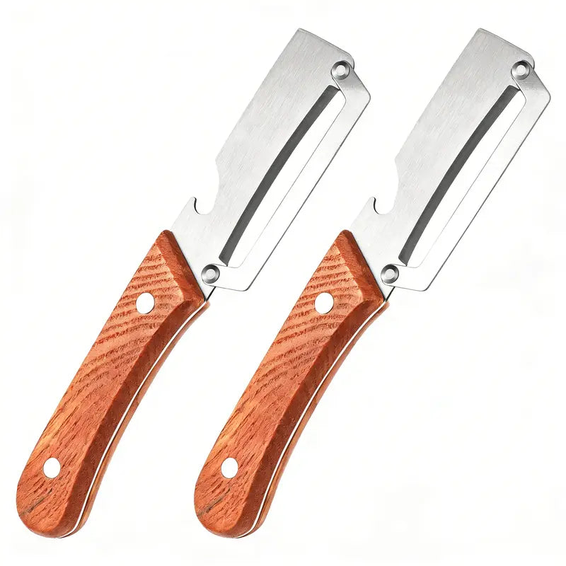 🔥WOVERSSY®Wooden-Handled Stainless Steel Sharp Peeler with Built