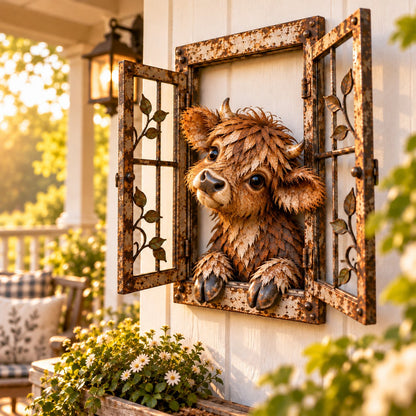 🪟 Rustic Peek-A-Boo Animal Window - Handcrafted Iron Wall Art That Brings a Little Woodland Charm Home 🌿
