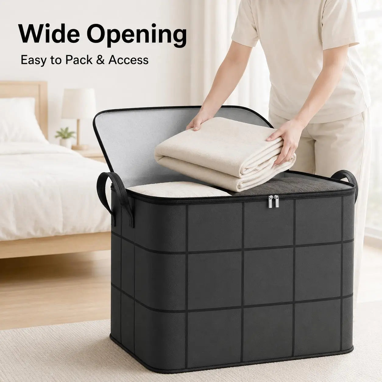 🔥Spacious Moving & Storage Bin Zippered Fabric Organizer