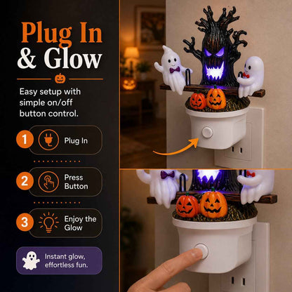 🔥Animated Seesaw Ghost Plug In LED Night Light🎃👻