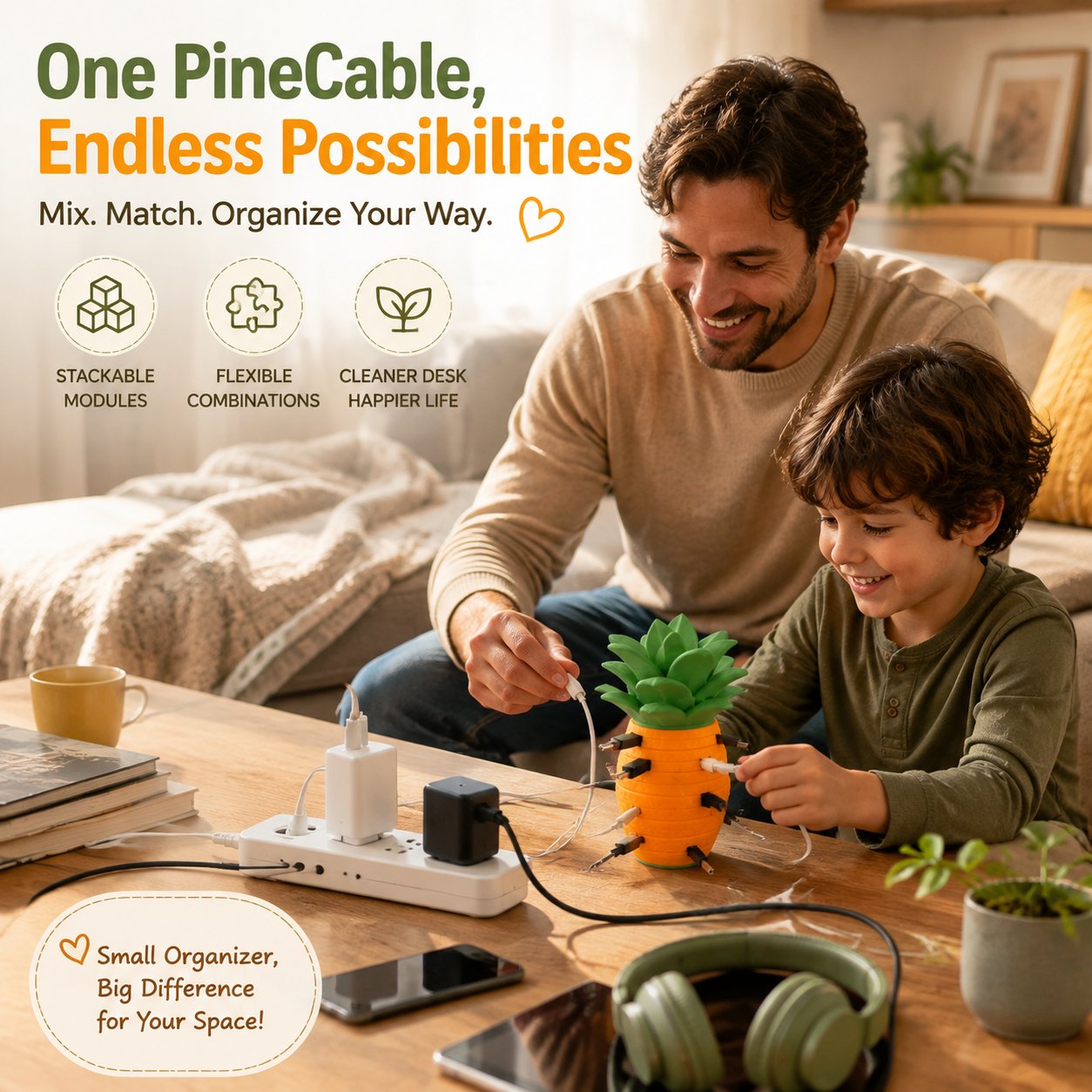 🎃2026 Halloween Gift - 🍍PineCable Modular Cable Organizer