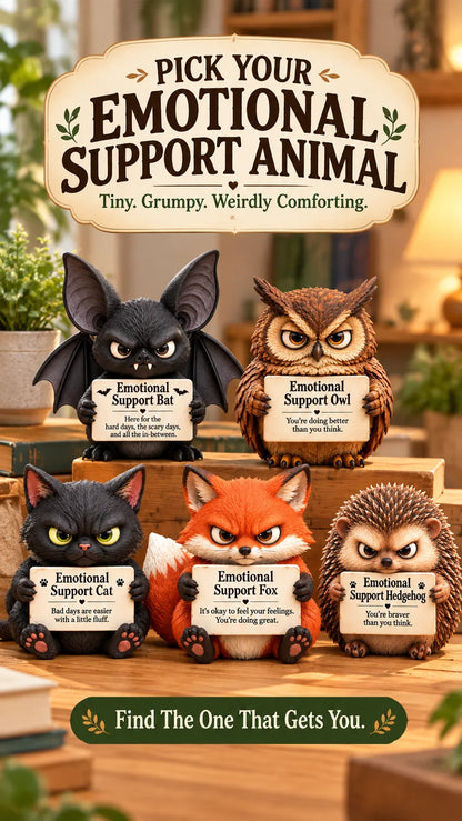🔥LAST DAY 50% OFF - ✨Cute Grumpy Emotional Support Animal Figures, Mini Tabletop Companion Ornament, Unique Humor‑Filled Gift for Animal Lovers | Collectible Desk Decor