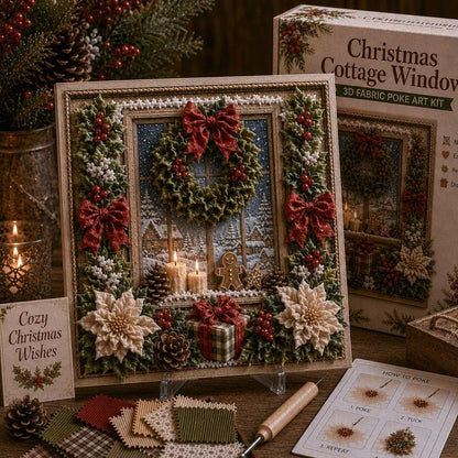 🔥 LAST DAY 50% OFF – 🎄🧵 Premium 3D Christmas Fabric Poke Art Kit | No-Sew Holiday Craft with Pre-Punched Board, Fabric Squares & Display Stand 🎅✨