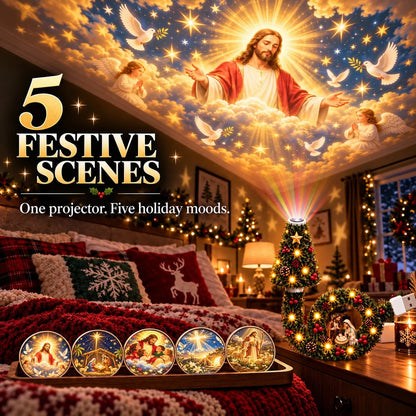 ✝️ USB Jesus 5D Projection Light ✨ 5 Sacred Christmas Scenes 🎄
