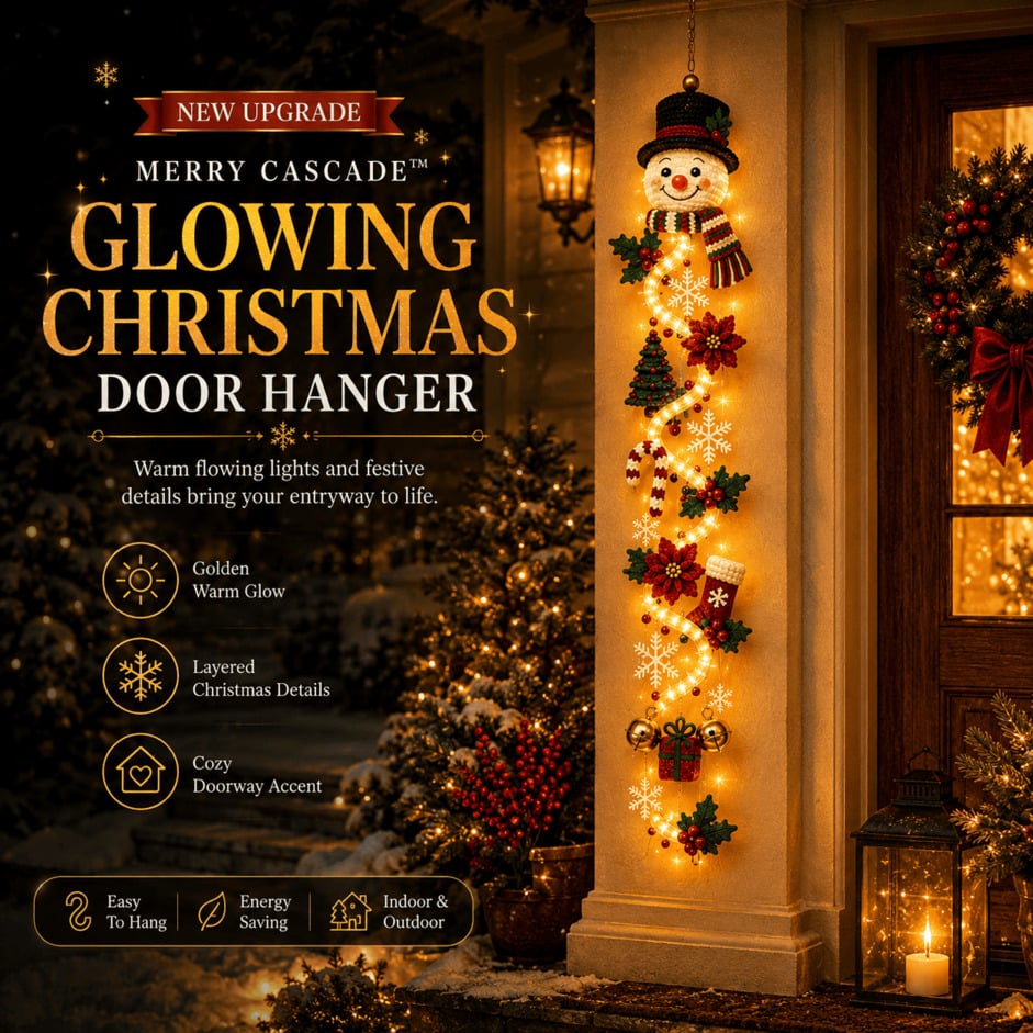 ⏳ Last day! 49% OFF – 🎅MerryCascade™ Glowing Christmas Door Hanger