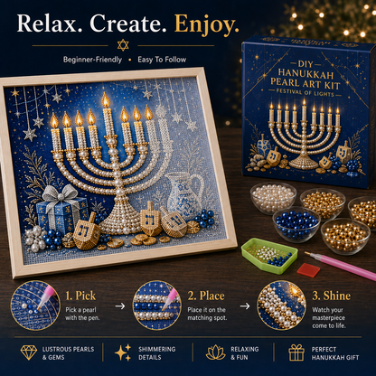 🎁 50% OFF Festival of Lights Sale - DIY Hanukkah Pearl Art Kit ✨