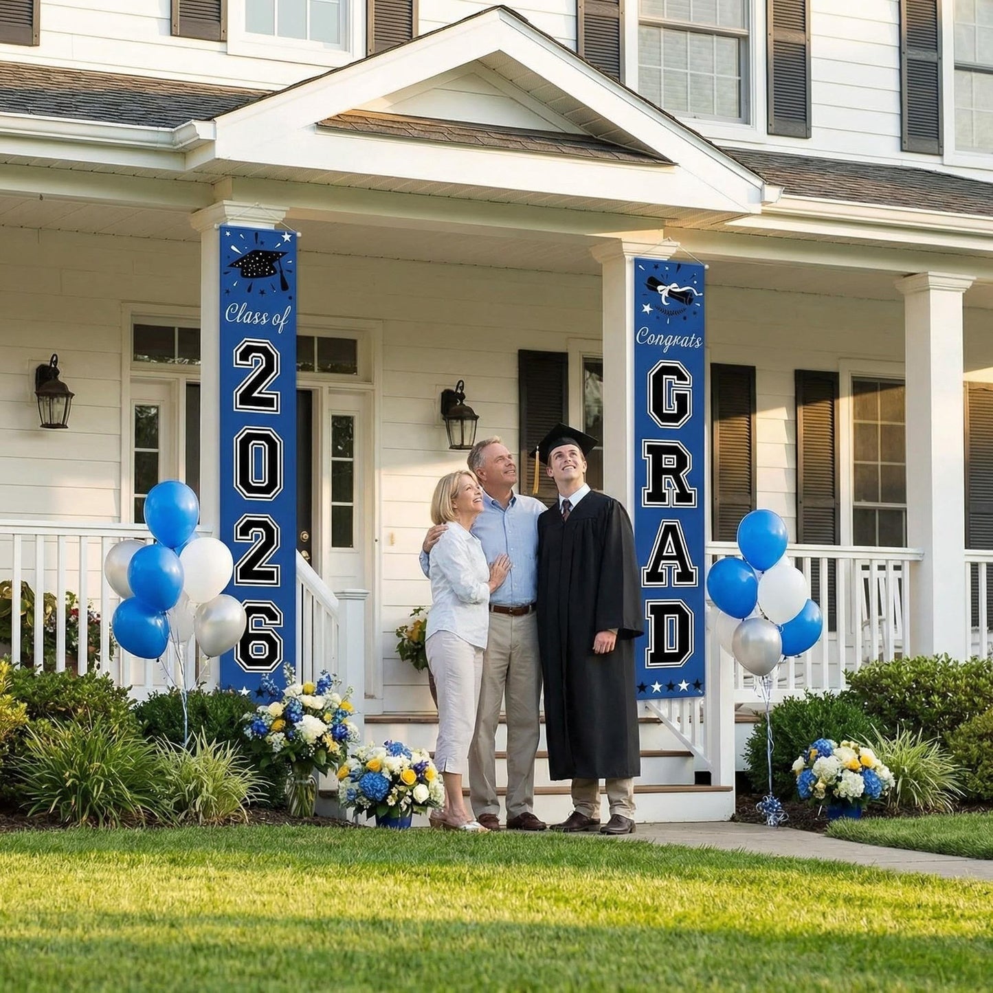 🚩 Personalized Welcome Door Banners: Class of 2026 Graduation Sign & Porch Decor (Set of 2)