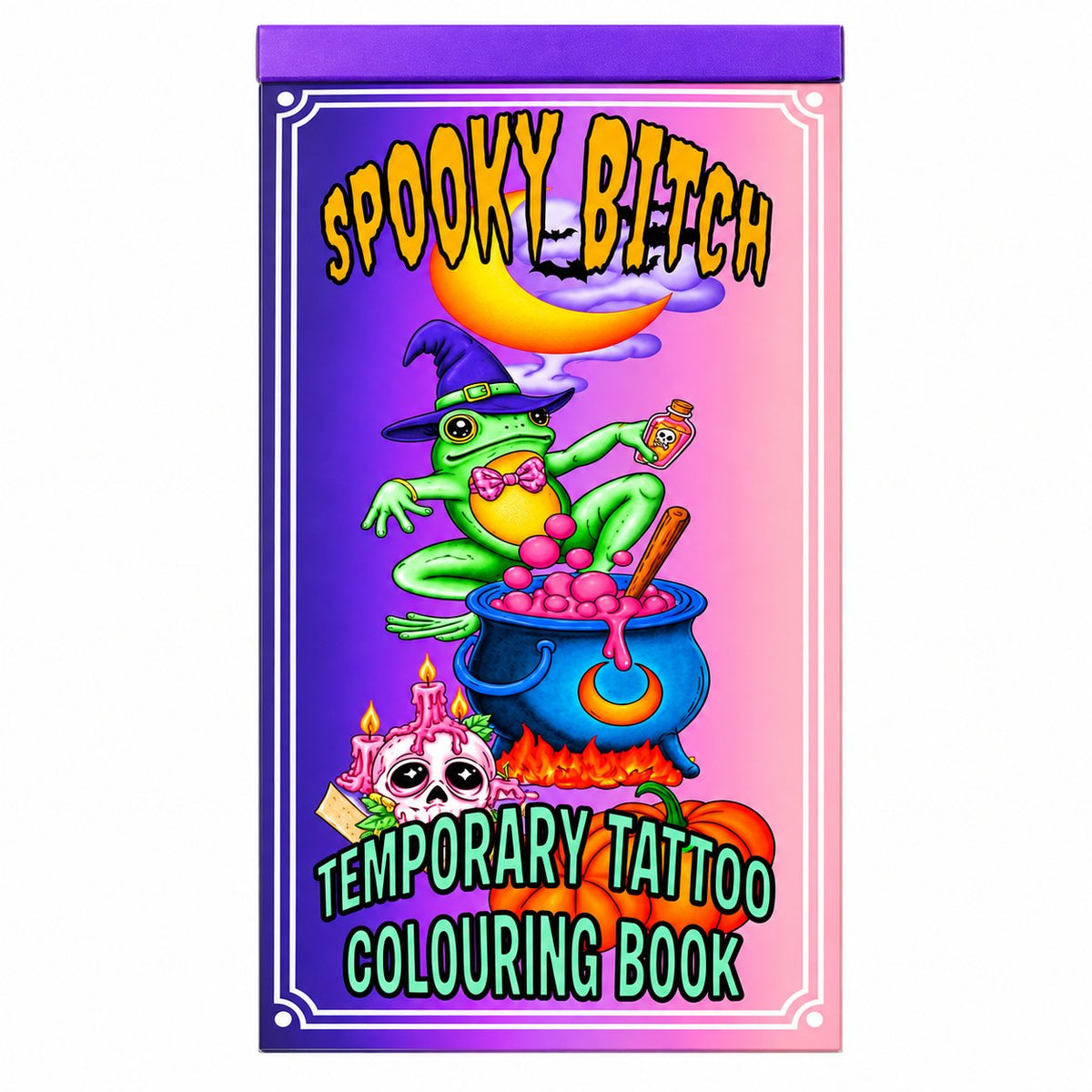 Spooky Bitch Halloween temporary tattoo coloring book with 13 witchy designs