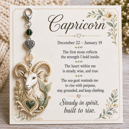 ⏳ Last Day 49% OFF – Buy 3 Get 1 FREE（4 PCS）🌙12 Zodiac Birthstone Charm Keepsake Card Collection | Zodiac Pendant, Birthstone-Inspired Crystal Beads, Heart Charm & Floral Affirmation Card Included ✨