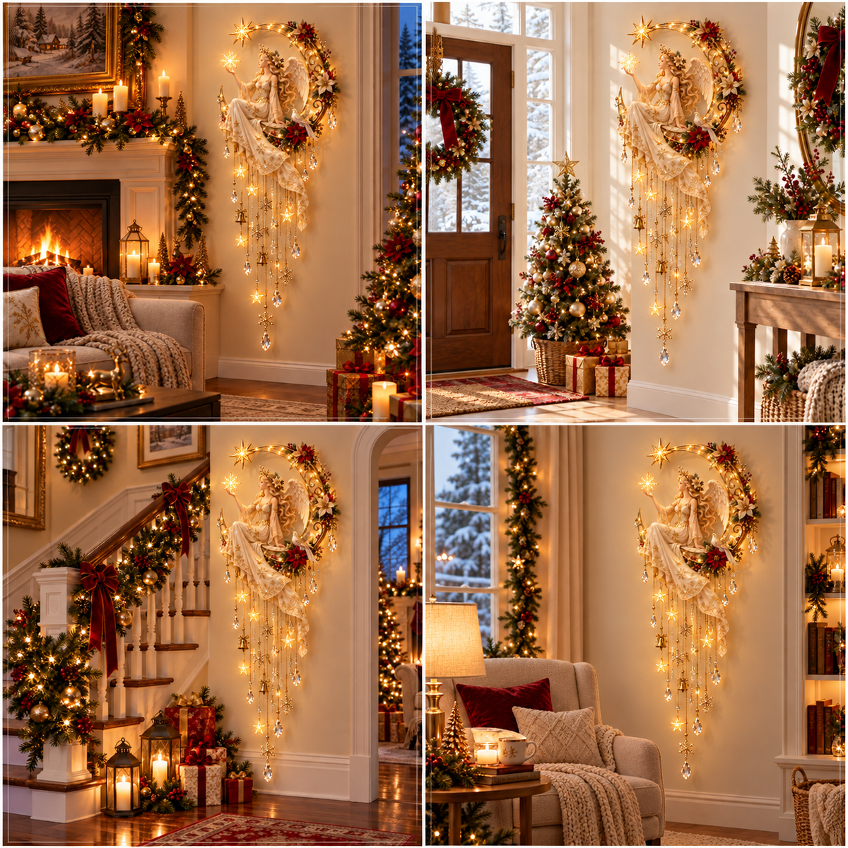 🔥 Last Day 50% OFF –Angel’s Moonlit Starfall™ – Lighted Christmas Angel Wall Decor