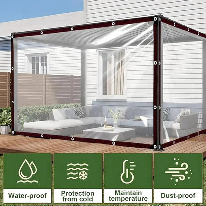 ☔ 7 × 10 FT Transparent PE Tarpaulin | Grommeted Outdoor Cover