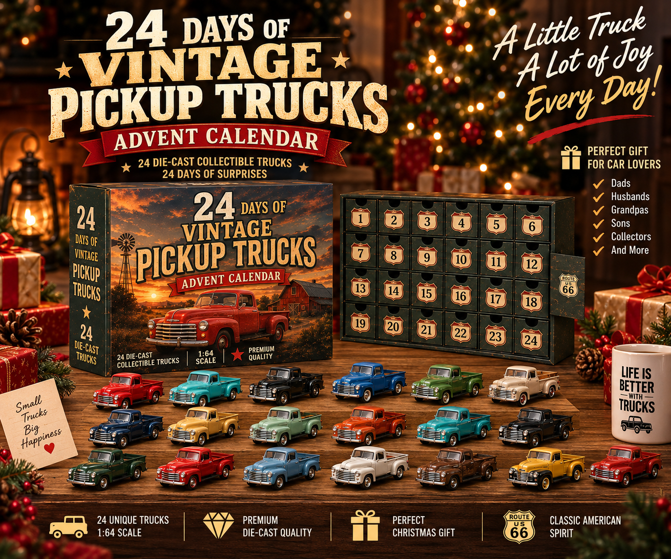 24 Days of American Car Legends Advent Calendar – 24 Die-Cast Collectibles