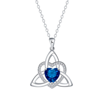 Birthstone Celtic Trinity Knot Heart Necklace✨ Heart Shape Celtic Trinity Knot Birthstone Pendant