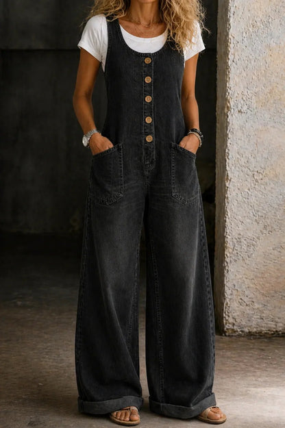 🤠👖Vintage Loose Wide Leg Denim Bib Overalls for Women