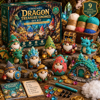 🧶 Whimsical Gnome Adventures — 9-Piece Fantasy Crochet DIY Kit