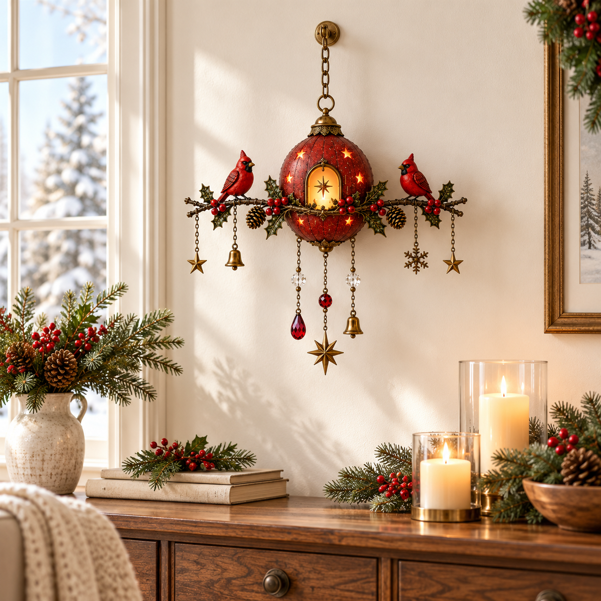 🔥Last Day 49% OFF-Cardinal Christmas Candlelight Wall Hanging✨