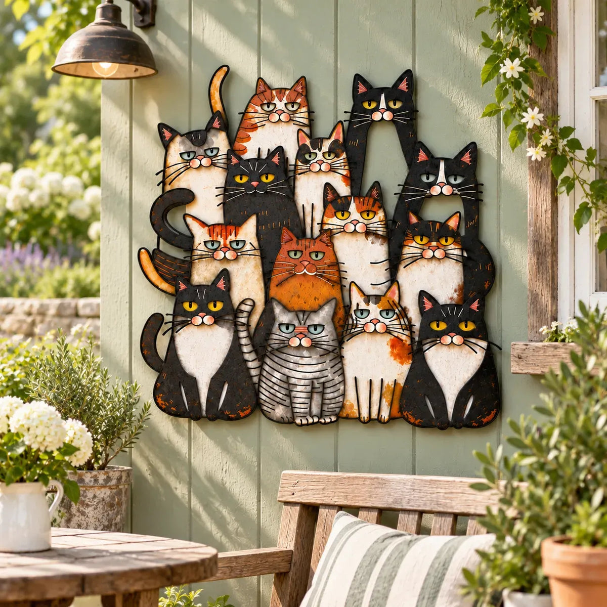 ⏰LAST DAY 50% OFF - Whimsical Cat Family Metal Wall Art😻🐾