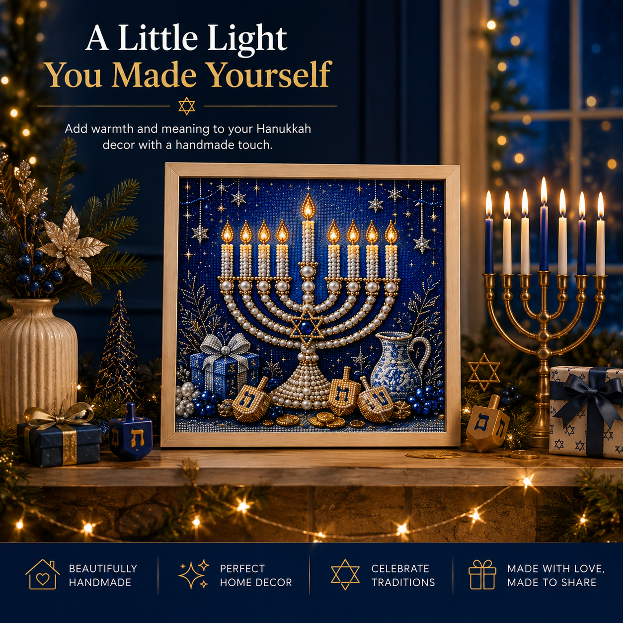 🎁 50% OFF Festival of Lights Sale - DIY Hanukkah Pearl Art Kit ✨