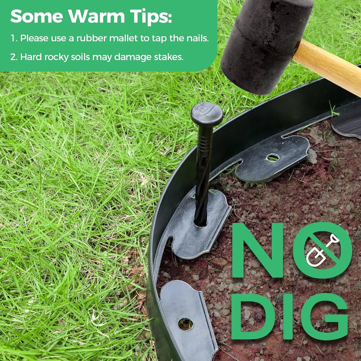 🏠🌿Instantly Upgrade Your Garden Borders — 16.5 FT No-Dig Landscape Edging Kit with 15 Stakes