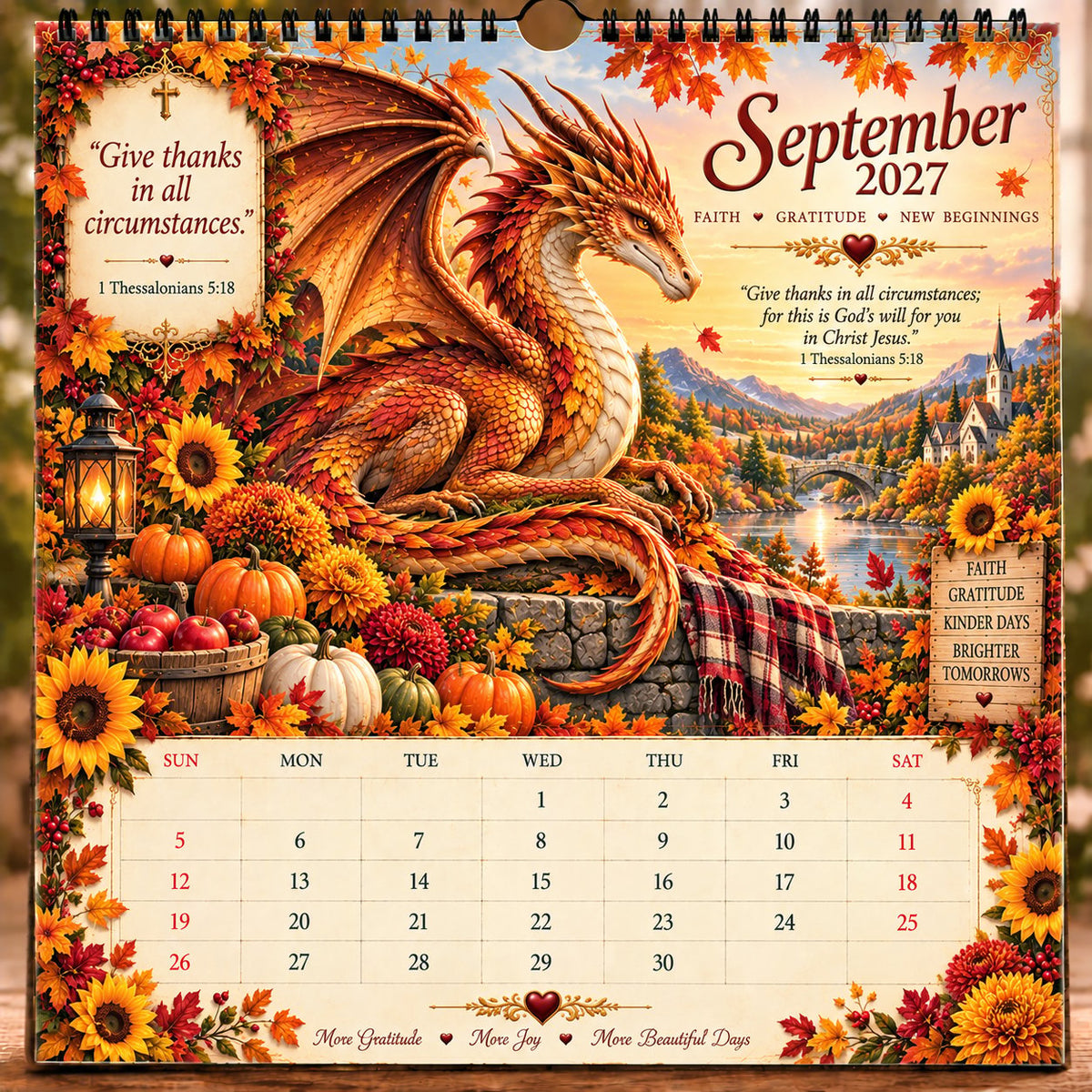 🐉📖2027 Dragon Seasons of Faith Calendar – 12 Fantasy Dragons, Scripture & Seasonal Christian Art