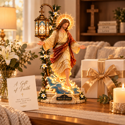 ✨Walk by Faith™ Illuminated Jesus Walking on Water Sculpture