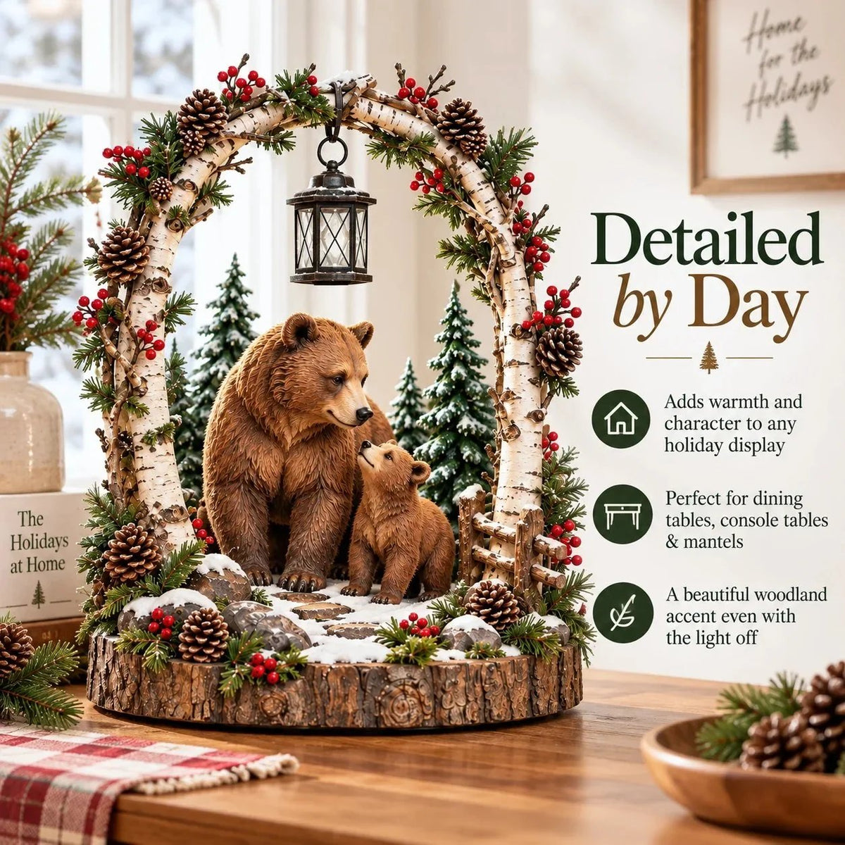 Woodland Christmas Lantern Collection – Lighted Forest Tabletop Decor