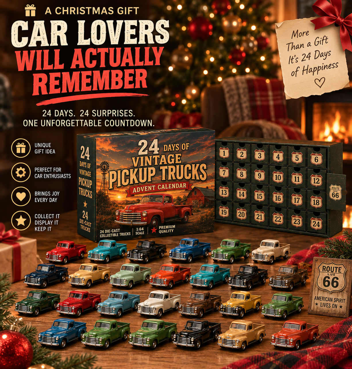 24 Days of American Car Legends Advent Calendar – 24 Die-Cast Collectibles
