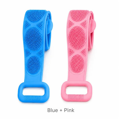 🚿🛁 Silicone Shower Back Scrubber Belt – Double-Sided Exfoliating Shower Body Brush with Mesh Sponge for Deep Cleaning