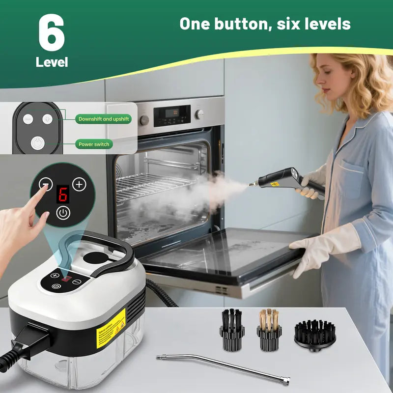 💨 Portable Handheld Steam Cleaner – 10 Accessories 🛠️, Adjustable Levels ⚙️, Fast Heat-Up 🔥 – For Kitchen 🍳, Bathroom 🚿, Tile 🧱 & Car 🚗