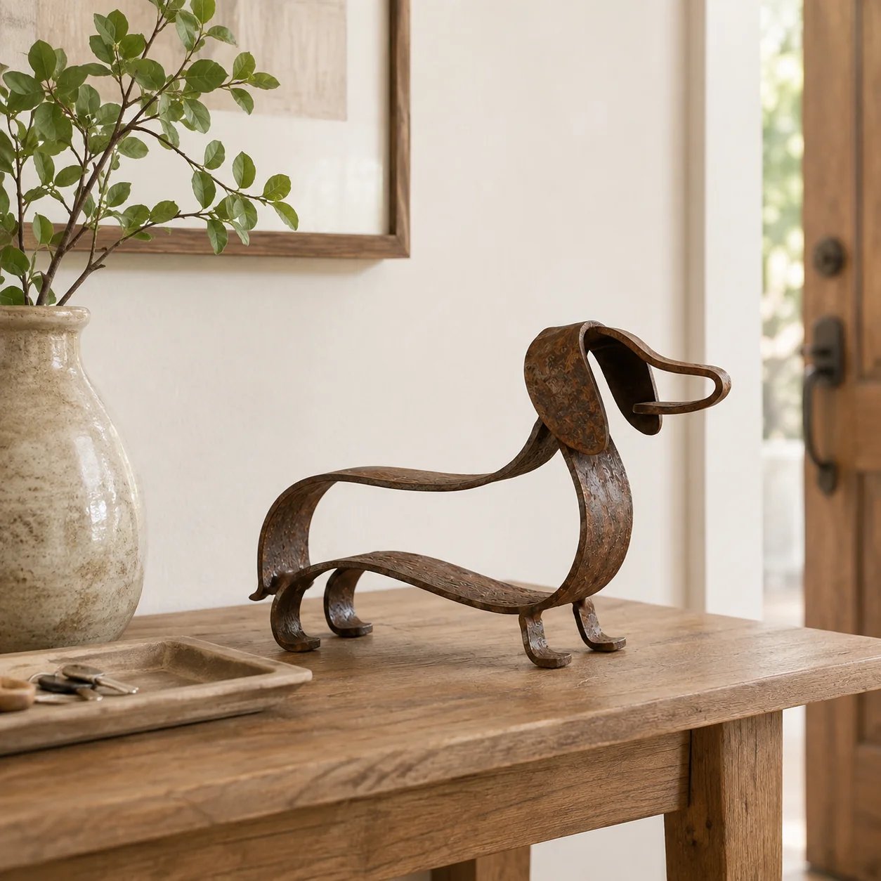 Rustic Charm, Dachshund Style — Metal Sculpture for Home & Garden