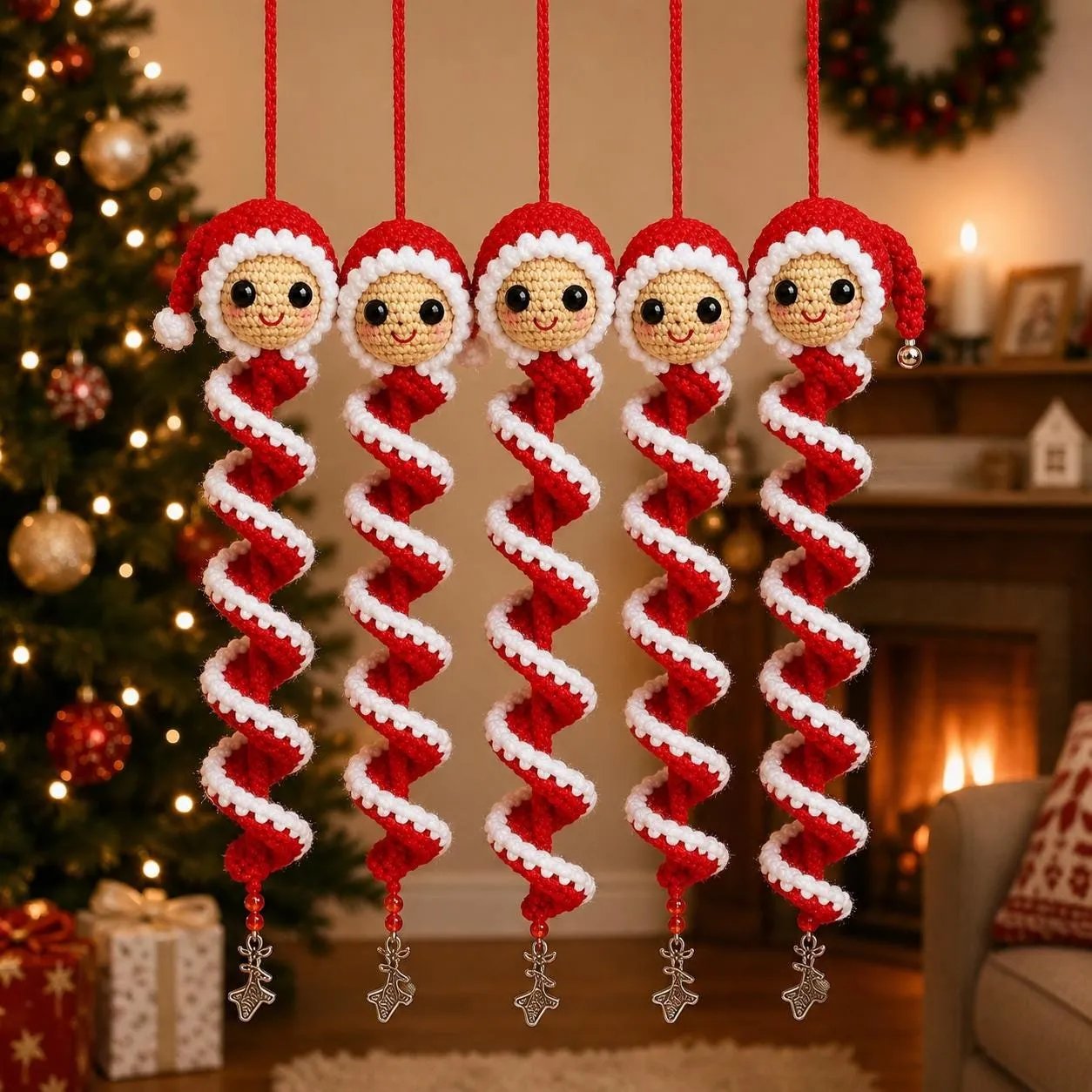 ☃️ Crochet Snowman Spiral Ornament DIY Kit | Complete Beginner-Friendly Set with Soft Yarn, Crochet Hook, Festive Beads, Snowflakes & Step-by-Step Guide 🧶🎄✨