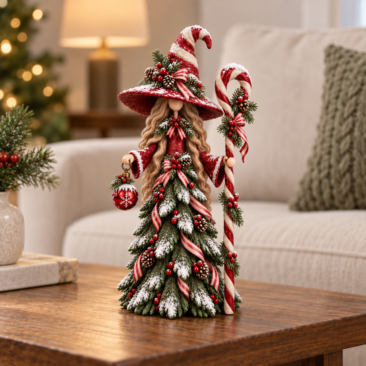 Candy Cane Keeper styled in Christmas home