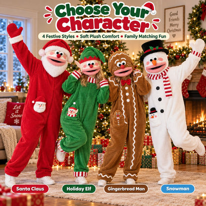 Goofy Mouth Christmas Plush Onesie | Soft Fluffy Family Holiday Costume