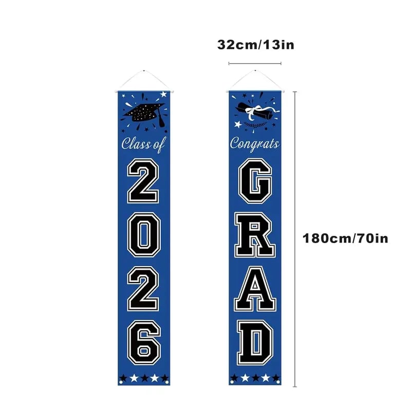 🚩 Personalized Welcome Door Banners: Class of 2026 Graduation Sign & Porch Decor (Set of 2)