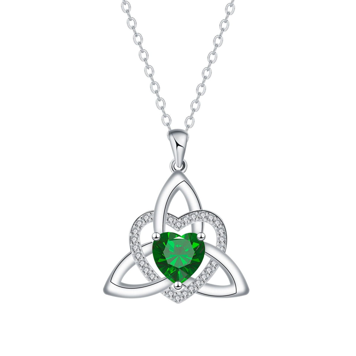 Birthstone Celtic Trinity Knot Heart Necklace✨ Heart Shape Celtic Trinity Knot Birthstone Pendant