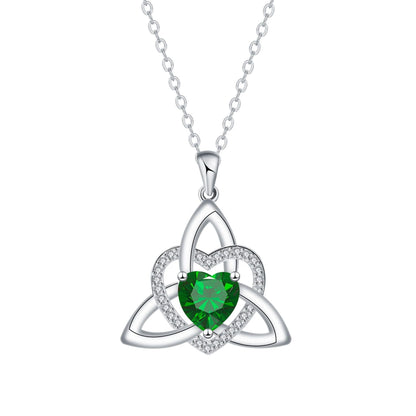 Birthstone Celtic Trinity Knot Heart Necklace✨ Heart Shape Celtic Trinity Knot Birthstone Pendant