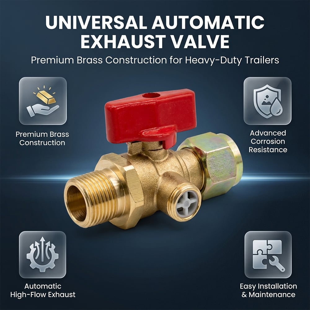 Heavy-Duty Self-Venting Brass Air Cut-Off Valve (M18 x 1.5 Threads, One-Way Exhaust)