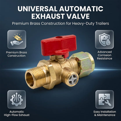 Heavy-Duty Self-Venting Brass Air Cut-Off Valve (M18 x 1.5 Threads, One-Way Exhaust)