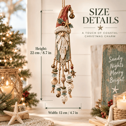 🔔Hot Sale 50% OFF🎄Vintage Coastal Santa Lighted Wall Decor – Beach House Christmas Hanging with Starfish, Shells & Warm Glow🌙