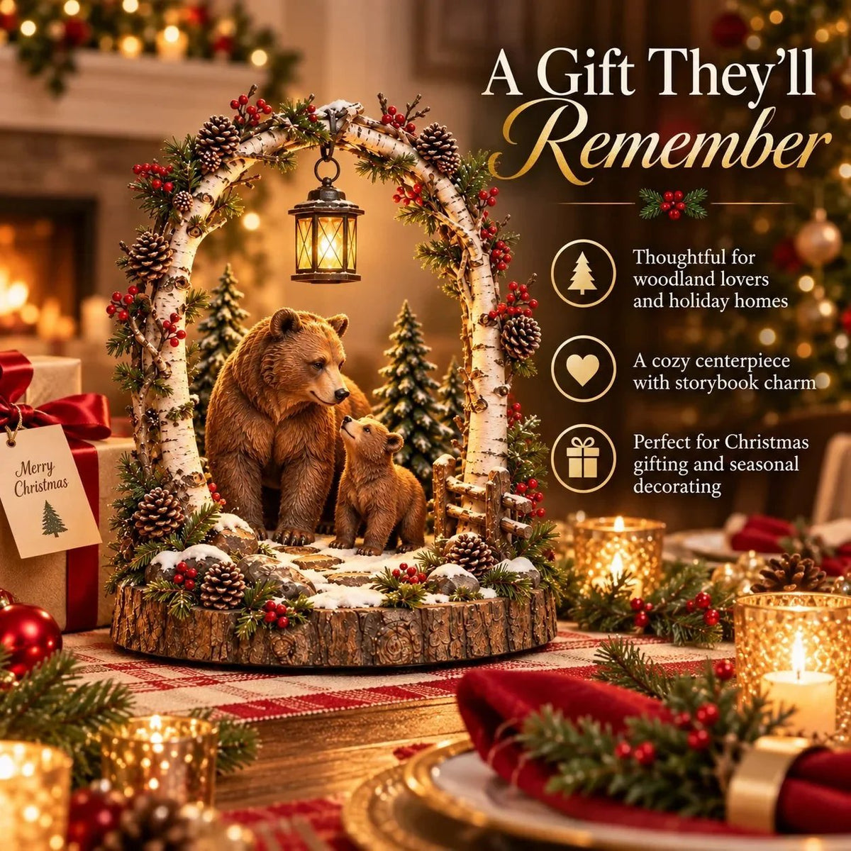 Woodland Christmas Lantern Collection – Lighted Forest Tabletop Decor