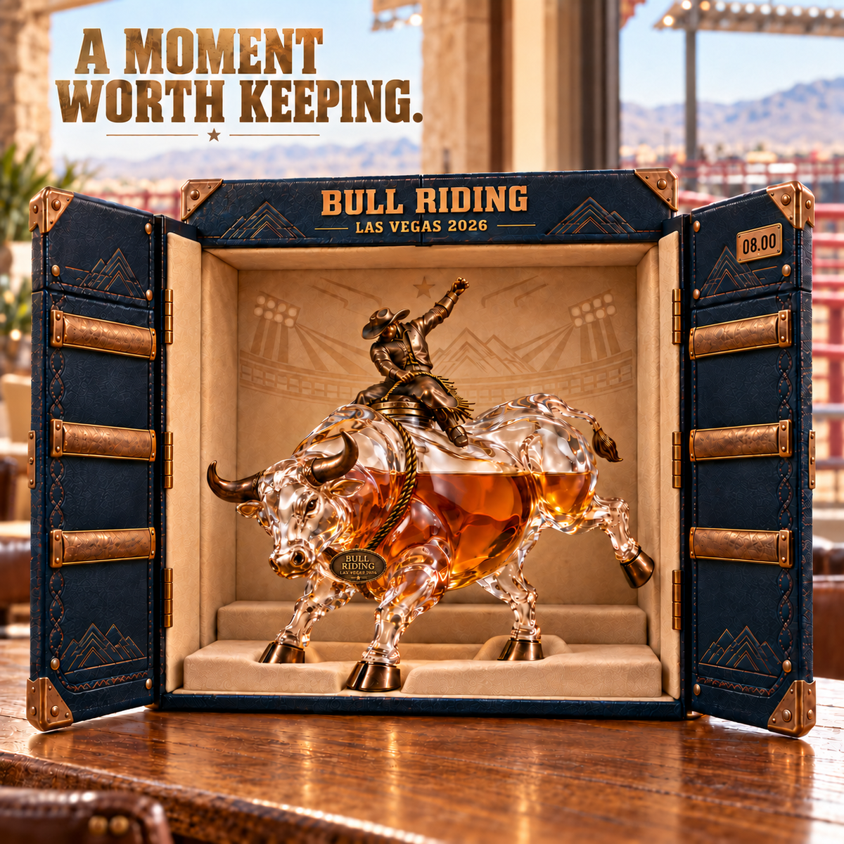 🤠 Eight Seconds Bull Rider Whiskey Decanter — Las Vegas 2026 Limited Custom Edition