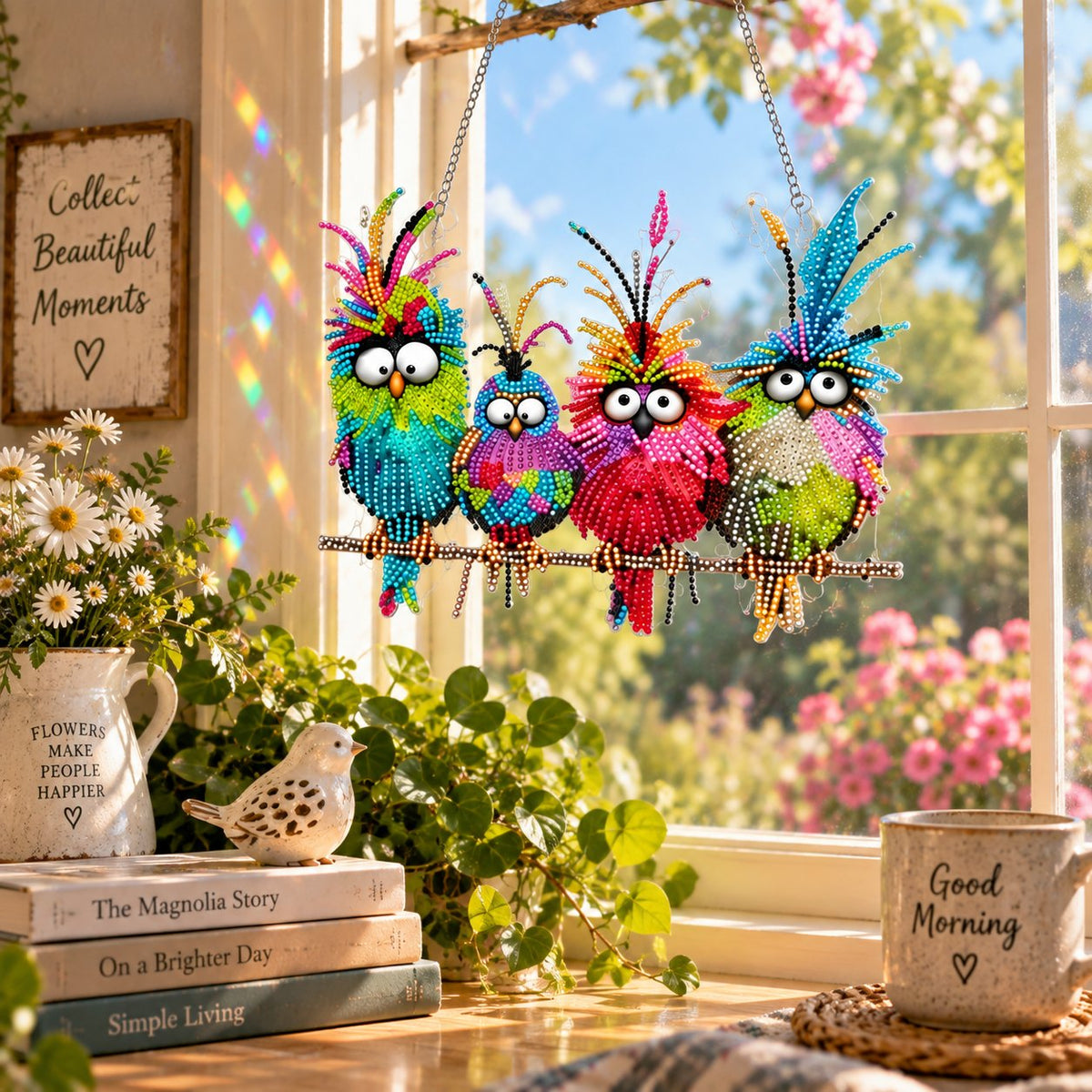 🐦✨ Sunny Birds Diamond Art Suncatcher DIY Kit