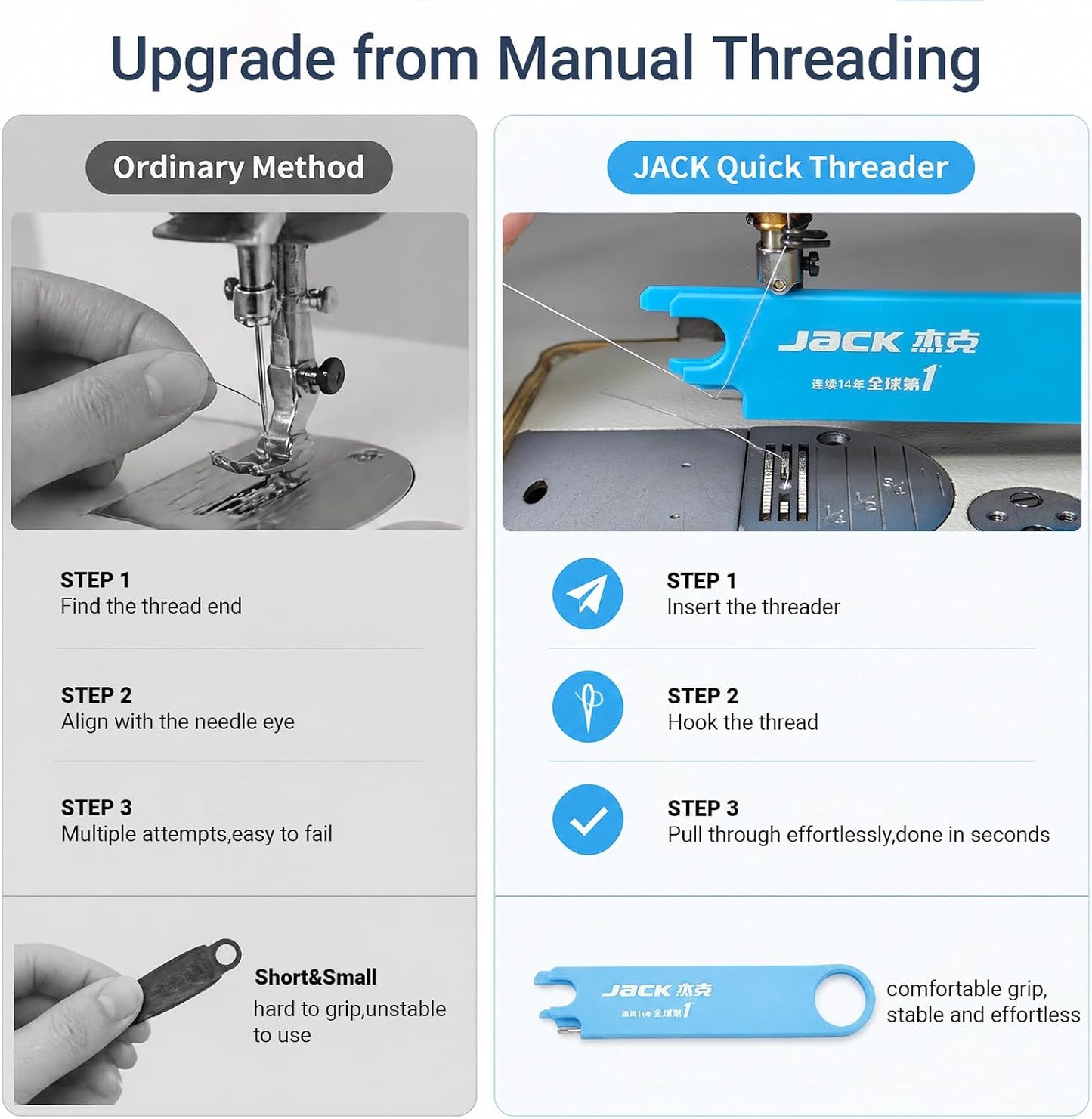 🧵 JACK 3-in-1 Quick Sewing Machine Needle Threader