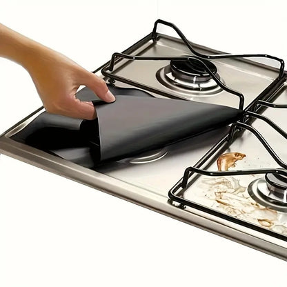 🧽4-Piece Reusable Non-Stick Gas Stove Burner Covers – Heat-Resistant & Washable