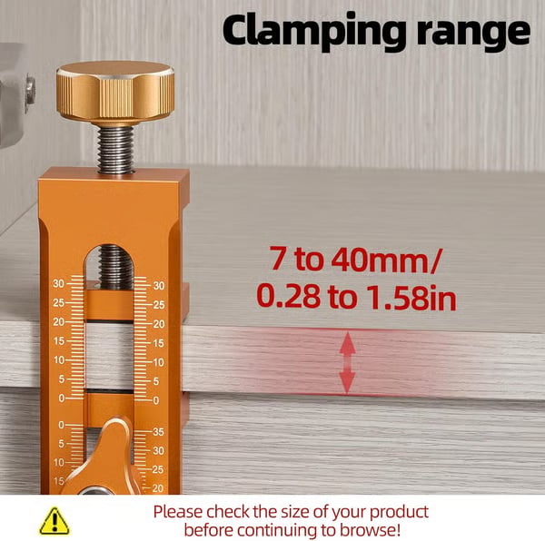 Cabinet installation aid clamping range 7 to 40mm